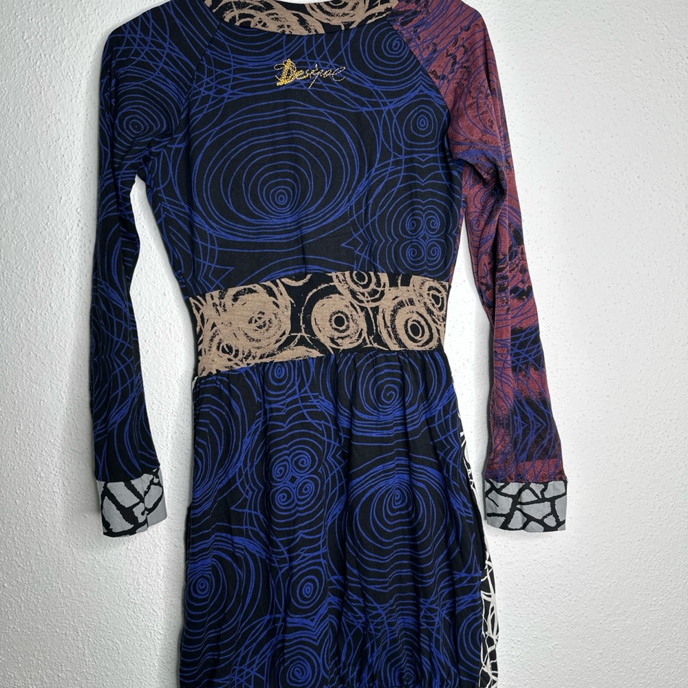 Desigual Artistic Long Sleeve Dress - Red, Blue, Black - Picture 7 of 8